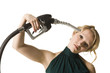 woman with gas pump to the head