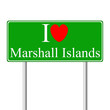 Vektor: I love Marshall Islands, concept road sign I love Marshall Islands, concept road sign