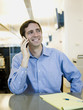 man in a blue shirt at work
