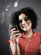woman listening to mp3 player