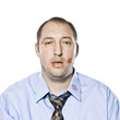 businessman with lipstick kiss marks all over his face