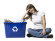 woman with a recycling bin