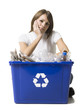 woman with a recycling bin