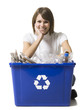 woman with a recycling bin