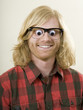 man with toy eyes over his eyes