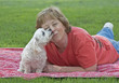 Adult Woman With Her Puppy