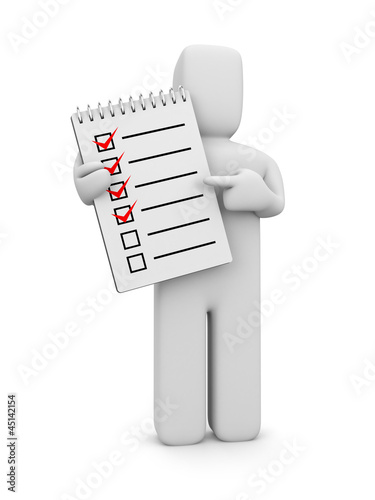 Illustration: Person with spiral notepad Person with spiral notepad