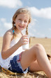 happy girl eating healthy meal
