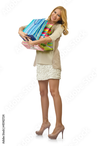 Photo: Attractive girl with shopping bags Attractive girl with shopping bags