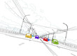 Sketch of traffic road in city for your design