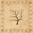 Frame from tree branches on old grunge paper