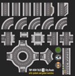 Set of Top View City Road Tiles