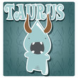 Zodica sign Taurus with cute colorful monster, vector