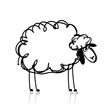 Funny white sheep, sketch for your design
