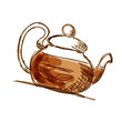 Vector: Teapot sketch with green tea for your design Teapot sketch with green tea for your design