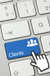 Clients. Hand. Keyboard key