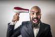 man bearded and jacket with hairdraier and funny expressions