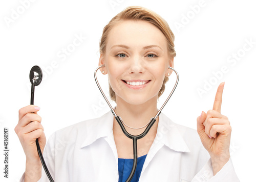 Photo: attractive female doctor with stethoscope attractive female doctor with stethoscope