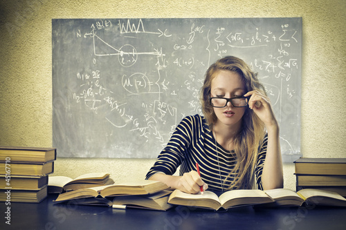 Photo: Blonde Girl Studying Blonde Girl Studying