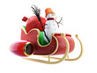 santa sleigh and Santa's Sack with Gifts snowman