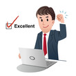 Successful businessman raising fist up,  with Excellent