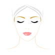 Face of woman with closed eyes. Color illustration.