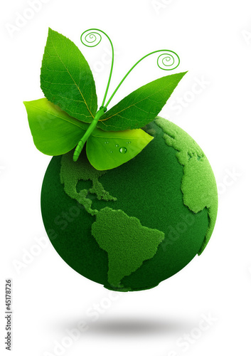 Illustration: green butterfly sitting on green earth green butterfly sitting on green earth