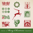 Christmas decoration set,  retro design elements