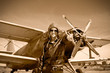 Portrait of beautiful female pilot