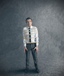 Businessman tied with rope