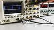 Electrical signals displayed on the screen of an oscilloscope