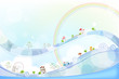 Illustration: Villages on dual blue weaving landscape Villages on dual blue weaving landscape
