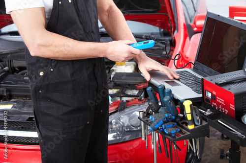 Photo: Professional auto mechanic. Professional auto mechanic.