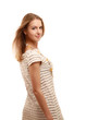 Back-view of a beautiful young girl wearing a dress