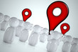 3d stylized men watching pointers map