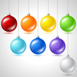 Merry Christmas vector background with glossy balls.