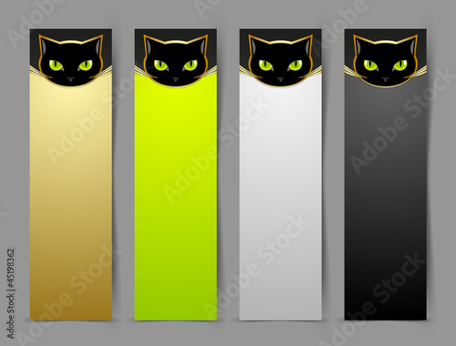 Vector: Black cat head banners Black cat head banners