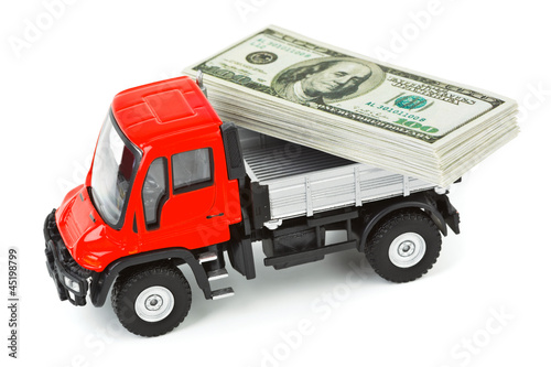 Photo: Toy truck with money Toy truck with money