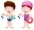 Vector: illustration of Little Kids in swimming suit illustration of Little Kids in swimming suit