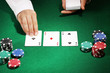Poker setting on green table