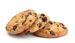 Chocolate chips cookies isolated on white.