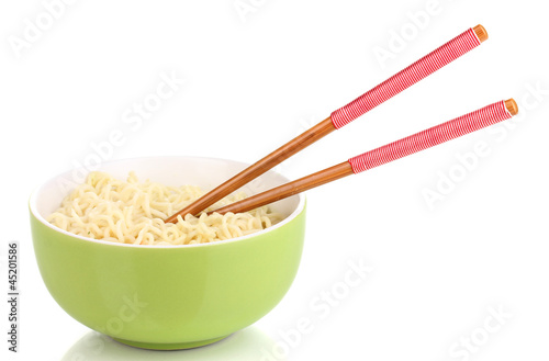 Photo: asian noodles in bowl isolated on white asian noodles in bowl isolated on white