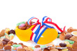 a Dutch clog filled with Sinterklaas gingernuts and candy isolat