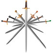 Vector illustrations set of swords cross crosswise.