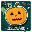Vector: Happy Halloween card with pumpkin, monster and a bat, vector Happy Halloween card with pumpkin, monster and a bat, vector