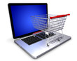 Laptop mit Einkaufswagen