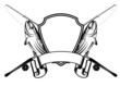 trout and crossed fishing tackles