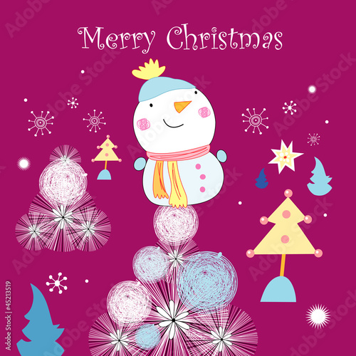 Vector: greeting card with a snowman greeting card with a snowman