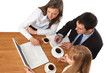 Business people working, from above
