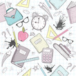 Vector: Cute school abstract pattern. Seamless pattern with alarm clock, Cute school abstract pattern. Seamless pattern with alarm clock,